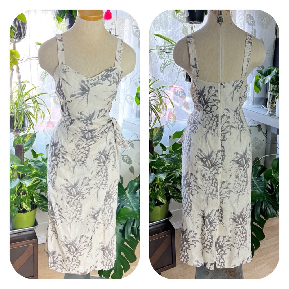 Zimmermann Cream and Black Midi Dress Pineapple print 🍍